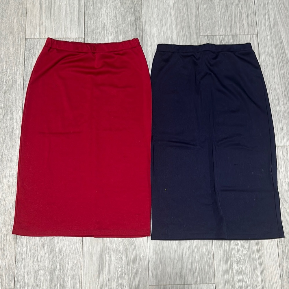 Pencil skirt set (blue and red). Length is below knee
